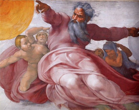 Detail von Michelangelos&nbsp;Deckenfresko in der&nbsp;Sixtinischen Kapelle.&nbsp;