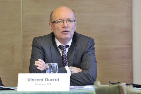 Vincent Ducrot, directeur des Transports publics fribourgeois (TPF), lors de la conference de presse des compagnies ferroviaires ou a ete propose du materiel ferroviaire en appel d&#039;offres, ce mer ...