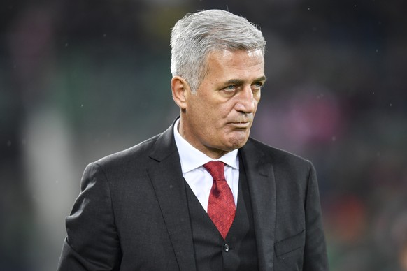 Switzerland&#039;s head coach Vladimir Petkovic during the UEFA Euro 2020 qualifying Group D soccer match between Switzerland and Georgia at the Kybunpark stadium in St. Gallen, Switzerland, Friday, N ...