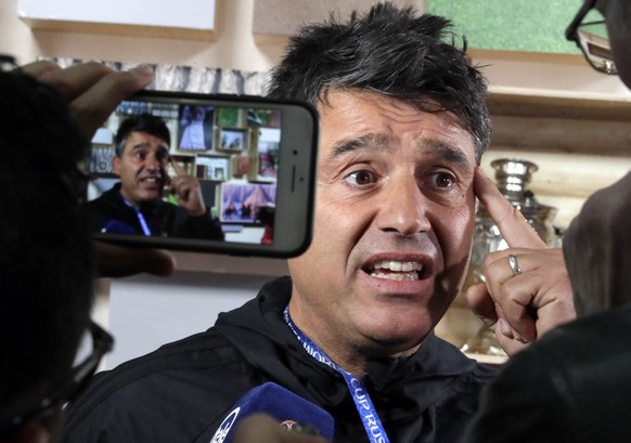 Massimo Busacca, Head of FIFA&#039;s Refereeing department, speaks to the Media at the 2018 World Cup International Broadcast Centre in Moscow, Russia, Saturday, June 9, 2018. (AP Photo/Dmitri Lovetsk ...