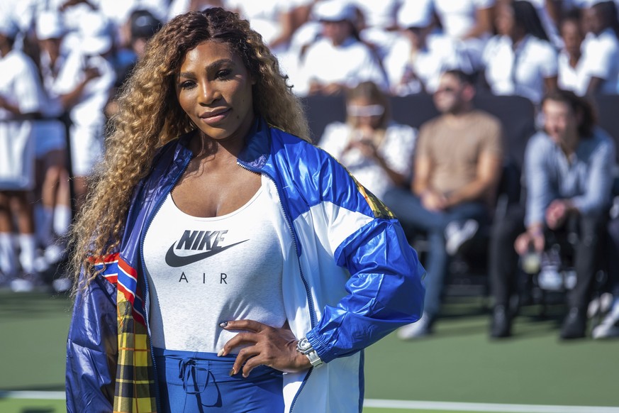 Serena Williams attends the Nike &quot;Queens of the Future&quot; tennis event at the William F. Passannante Ballfield on Tuesday, Aug. 20, 2019, in New York. (Photo by Charles Sykes/Invision/AP)
Sere ...