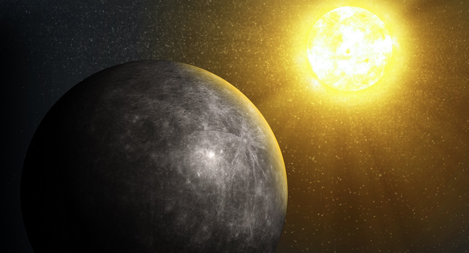 Illustration: Der Planet Merkur vor der Sonne.&nbsp;