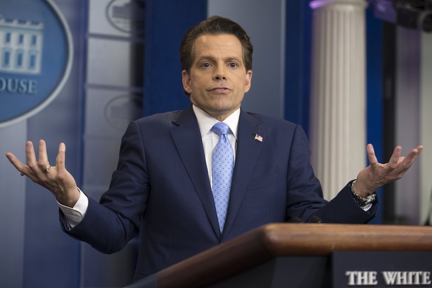 epa06102457 White House Communications Director Anthony Scaramucci attends a news conference in the James Brady Press Briefing Room of the White House after former White House Press Secretary Sean Spi ...