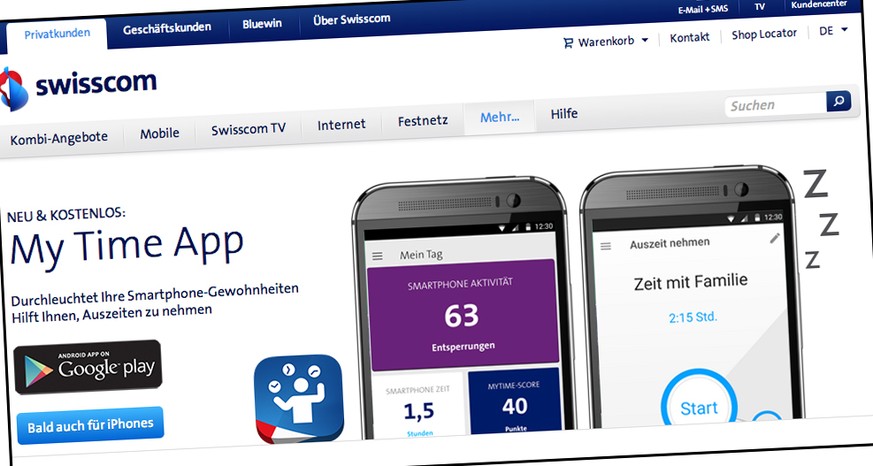 So wird die neue Gratis-App auf der Swisscom-Website angepriesen.