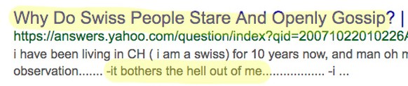 why do swiss people google questions