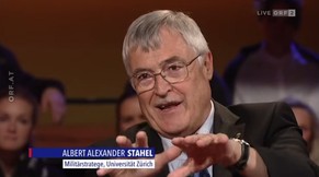 Albert Stahel in einer Diskussionssendung im österreichischen Fernsehen (05.10.2014).