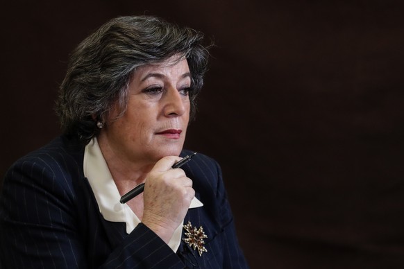 epa08947021 The candidate for the 2021 presidential elections, Ana Gomes, during the zoom debate on the theme: &#039;Justice, Transparency, Corruption&#039;, with the participation of Vera Jardim (for ...