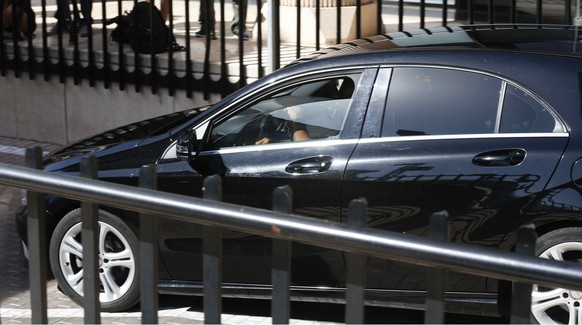 epa06118546 View of the car in which, reportedly, Portuguese soccer player Cristiano Ronaldo arrives to testify at Examining Magistrate&#039;s Court No. 1, in the town of Pozuelo de Alarcon, outside M ...