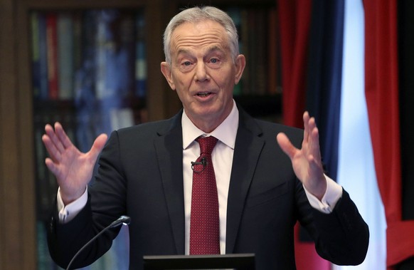Former British prime minister Tony Blair gives a speech on the future of the Labour Party and progressive politics at the Hallam Conference Centre in central London, Wednesday Dec. 18, 2019. The Labou ...