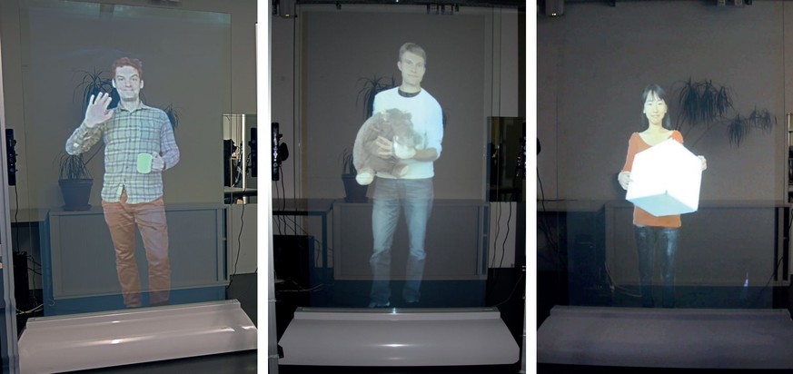 Als würde man sich gegenüber stehen: Ein neues Videokonferenz-System von ETH-Forschenden projiziert ein 3D-Bild des Gesprächspartners auf einen transparenten Bildschirm.