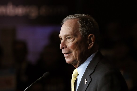 FILE - In this Tuesday, Feb. 4, 2020, file photo, Democratic presidential candidate and former New York City Mayor Michael Bloomberg talks to supporters, in Detroit. Bloomberg won the votes of New Ham ...