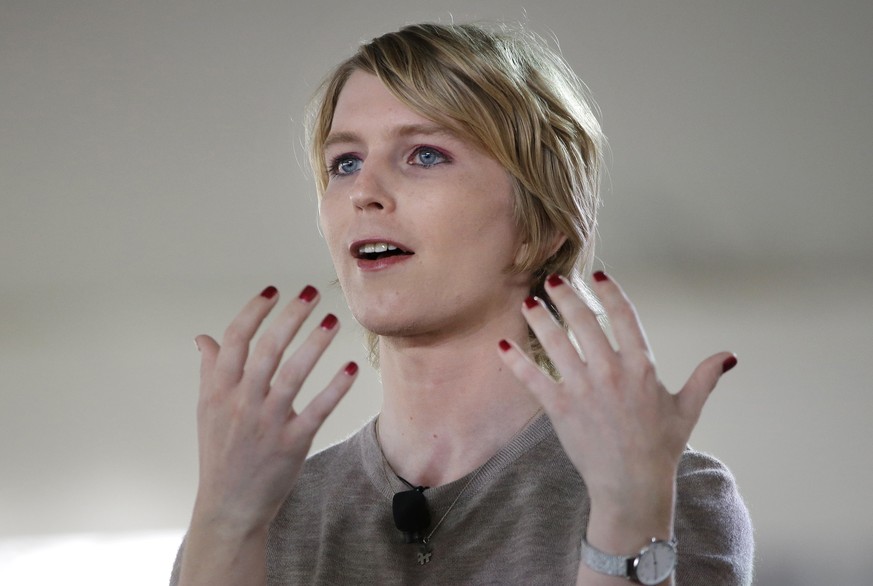 Chelsea Manning addresses an audience, Sunday, Sept. 17, 2017, during a forum, in Nantucket, Mass. The forum is part of The Nantucket Project&#039;s annual gathering on the island of Nantucket. Mannin ...