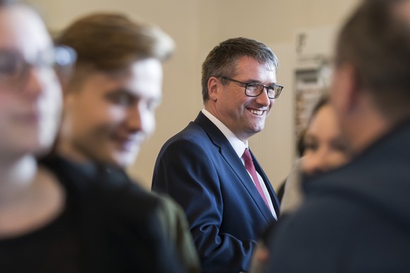 Christian Levrat, candidat PS lors de la journee des resultats des elections federales ce dimanche, 20 octobre 2019 a Fribourg. (KEYSTONE/Cyril Zingaro)