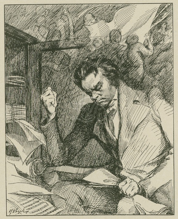 Vogel, H.: Beethovens Heldensymphonie - Holzstich nach Zeichnung von Vogel, um 1890