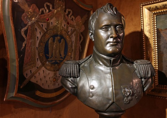 A bust of French Emperor Napoleon Bonaparte is presented in Fontainebleau, south of Paris, France, Wednesday Nov. 12, 2014. This bronze is part of the Napoleonic collection of the Palais de Monaco, ga ...