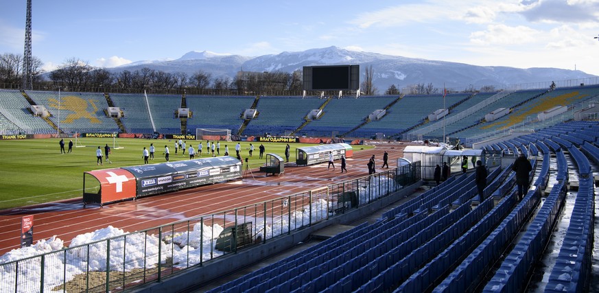 Switzerland&#039;s national soccer team players during a training session during the coronavirus disease (COVID-19) outbreak, at the Vasil Levski national stadium in Sofia, Bulgaria, Wednesday, March  ...