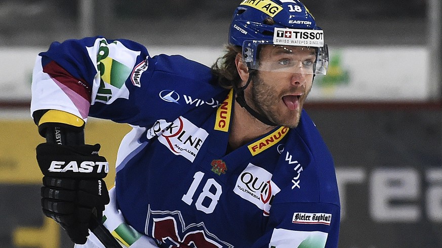 24.02.2015; Biel; Eishockey NLA - EHC Biel - SC Bern; 
Ahren Spylo (Biel)
(Urs Lindt/freshfocus)
