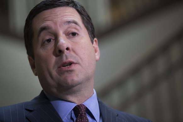 epa05864118 Chairman of the House Permanent Select Committee on Intelligence Devin Nunes responds to a question from the news media during a press conference on Capitol Hill in Washington, DC, USA, 22 ...