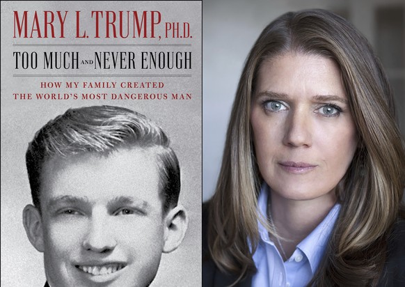 This combination photo shows the cover art for &quot;Too Much and Never Enough: How My Family Created the World