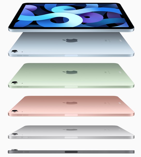epa08671412 A handout video still image made available by Apple Inc. showing introducing the all-new iPad Air, Apple&#039;s most powerful, versatile, and colorful iPad Air during an Apple Event at App ...