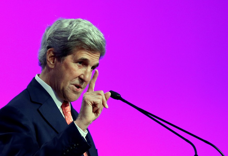 epa08839030 (FILE) - Former US Secretary of State John Kerry gives his speech during the fifth edition of the University&#039;s Commencement Exercises of New York University Abu Dhabi (NYUAD) in Abu D ...