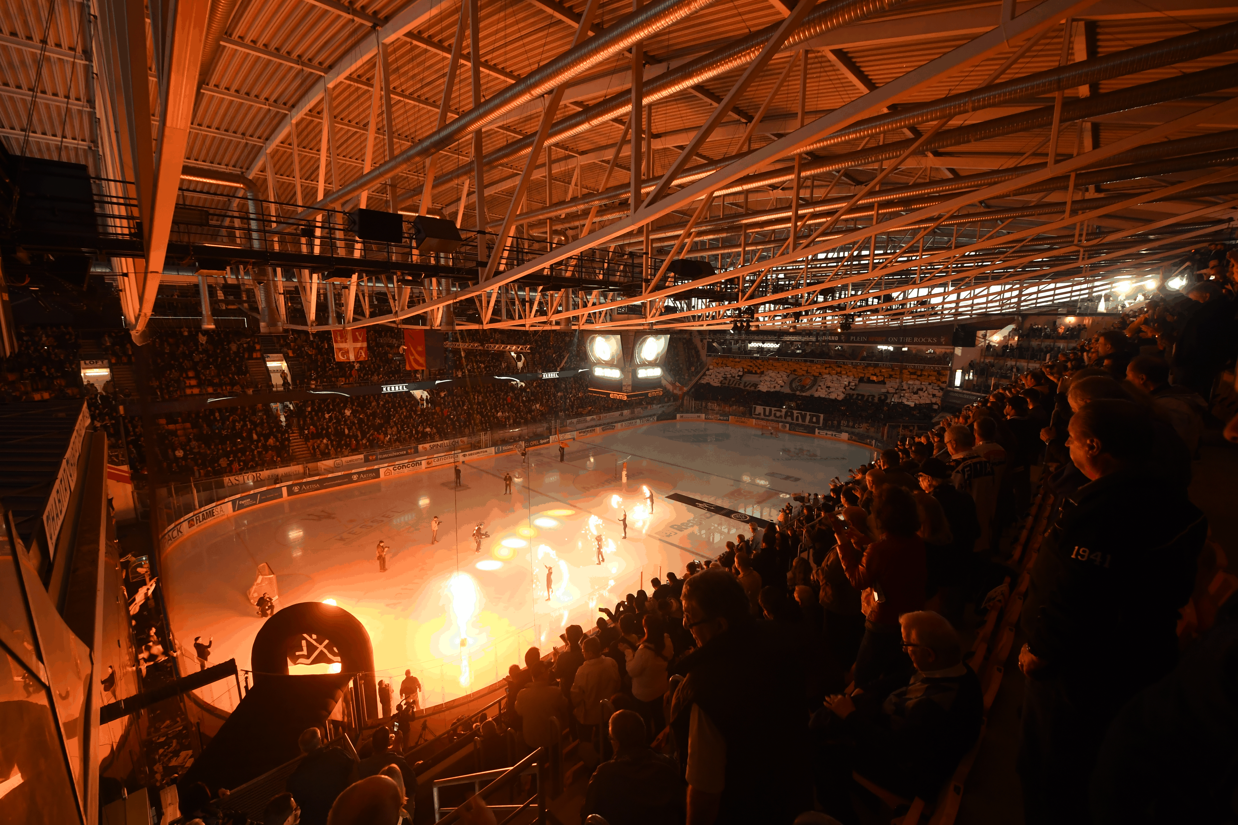 The ice stadium Resega before the third match of the playoff final of the National League of the Swiss Championship between the HC Lugano and the ZSC Lions, at the ice stadium Resega in Lugano, Switze ...