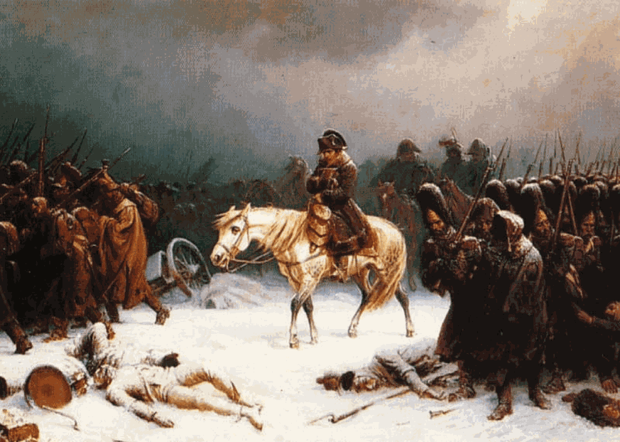Napoleon Rückzug aus Moskau 1812, Gemälde von Adolph Northen