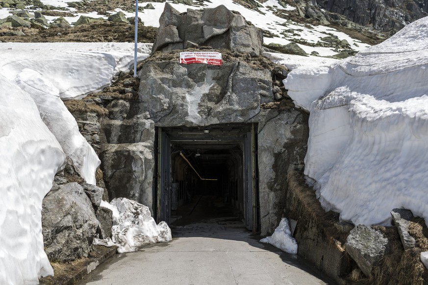 The entrance to the former fortress of the Swiss army called &quot;Sasso da Pigna&quot; on the Gotthard Pass top, pictured on June 21, 2013, on the Gotthard Pass, Switzerland. Since 2012, the fortress ...