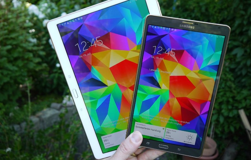 Die neuen Galaxy Tab S haben 10,5 beziehungsweise 8,4 Zoll grosse Displays.&nbsp;