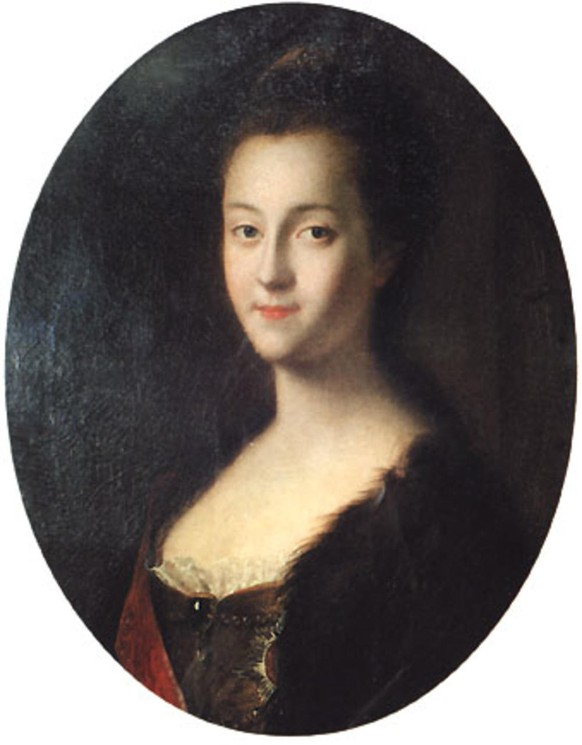 Die etwa 15-jährige Katharina auf einem Gemälde von Louis Caravaque, 1745.