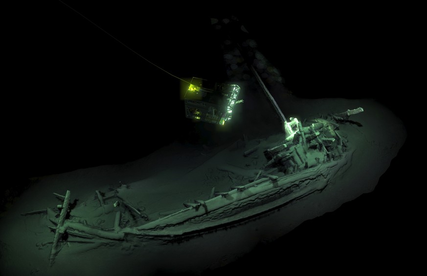 epa07112772 A handout photo made available by the Black Sea Maritime Archaeology Project (MAP) on 23 October 2018 shows what scientist describe as the world&#039;s &#039;oldest intact shipwreck&#039;  ...