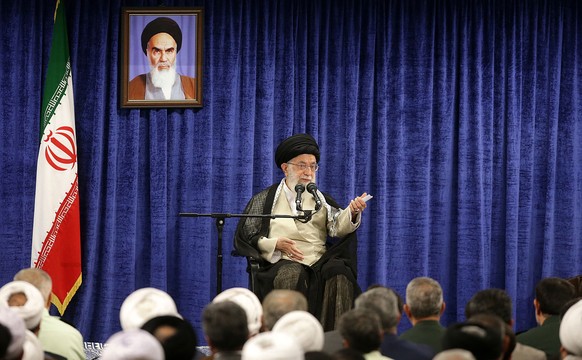 epa07570780 A handout photo made available by the Iranian Supreme Leader Office shows, Iranian Supreme Leader Ayatollah Ali Khamenei speaks during a ceremony in Tehran, Iran, 14 May 2019. Media report ...
