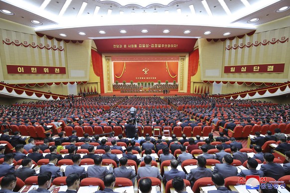 In this photo provided by the North Korean government, a ruling party congress is held in Pyongyang, North Korea Tuesday, Jan. 5, 2021. North Korean leader Kim Jong Un opened its first Workers��� Part ...