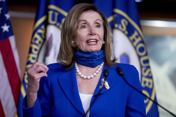 FILE - In this July 29, 2020, file photo House Speaker Nancy Pelosi of Calif. speaks at a press conference on Capitol Hill in Washington. This election year&#039;s battle for control of the House is o ...