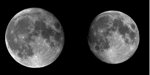 Grössenunterscheid zwischen Mond und Supermond.