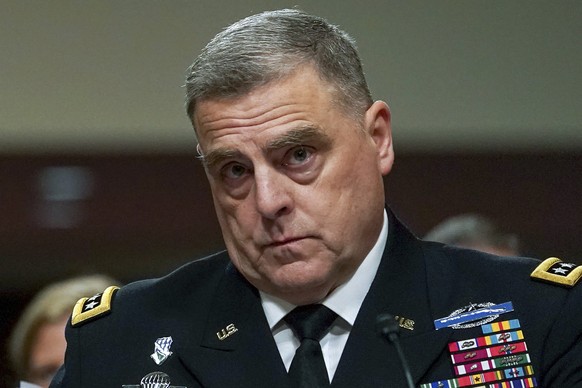FILE - In this May 25, 2017 file photo, Army Chief of Staff Gen. Mark Milley listens to a question while testifying on Capitol Hill in Washington, before a Senate Armed Services Committee hearing on t ...