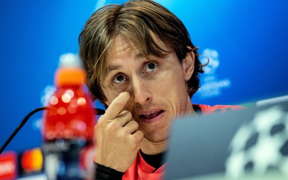 epa07413054 Real Madrid&#039;s Croatian midfielder Luka Modric attends a press conference at Valdebebas sports city in Madrid, Spain, 04 March 2019. Real Madrid will face Ajax Amsterdam in their UEFA  ...
