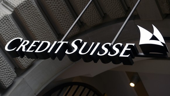 FILE - This Oct. 21, 2015, file photo shows the logo of the Swiss bank Credit Suisse, in Zurich, Switzerland. Switzerland