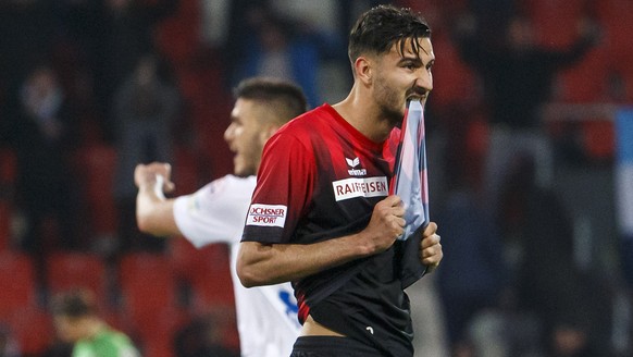 Xamax&#039;s forward Kemal Ademi reacts after losing against Zurich, during the Super League soccer match of Swiss Championship between Neuchatel Xamax FCS and FC Zuerich, at the Stade de la Maladiere ...