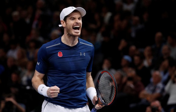 Tennis - Paris Masters tennis tournament men&#039;s singles final - Andy Murray of Britain v John Isner of the U.S. - Paris, France - 6/11/2016 - Andy Murray reacts at the end of the match. REUTERS/Go ...