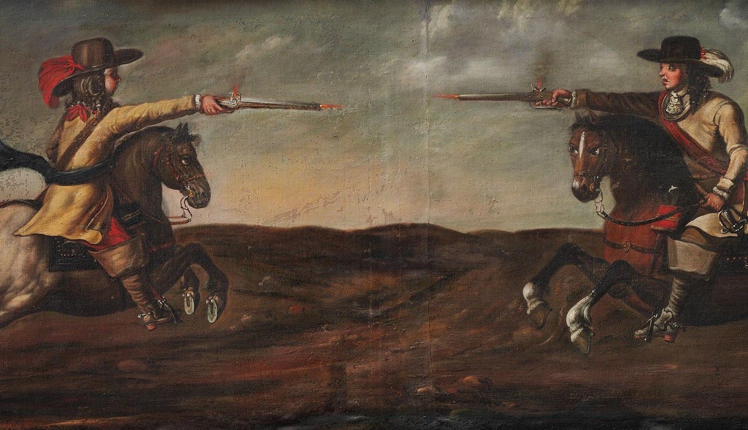 Die im Duell von 1659 verwendeten Radschlosspistolen waren ungenau, deshalb mussten die Reiter aus kürzester Distanz schiessen.