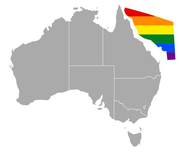 Östlich von Queensland, Australien, haben Schwule und Lesben ihren eigenen Staat ausgerufen, natürlich unter der Regenbogenfahne.