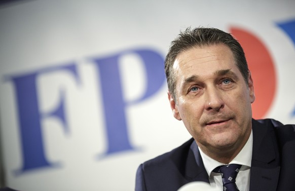 epa07579194 FILE - Head of the Austrian Freedom Party (FPOe) Heinz-Christian Strache addresses a a news conference in Vienna, Austria, 28 February 2017 (reissued 17 May 2019). German news-magazine Der ...