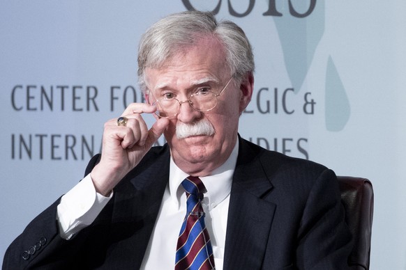 epa07882526 Former US National Security Advisor John Bolton participates in a discussion after delivering the keynote address of the &#039;JoongAng Ilbo-CSIS Forum 2019&#039; at the Center for Strateg ...