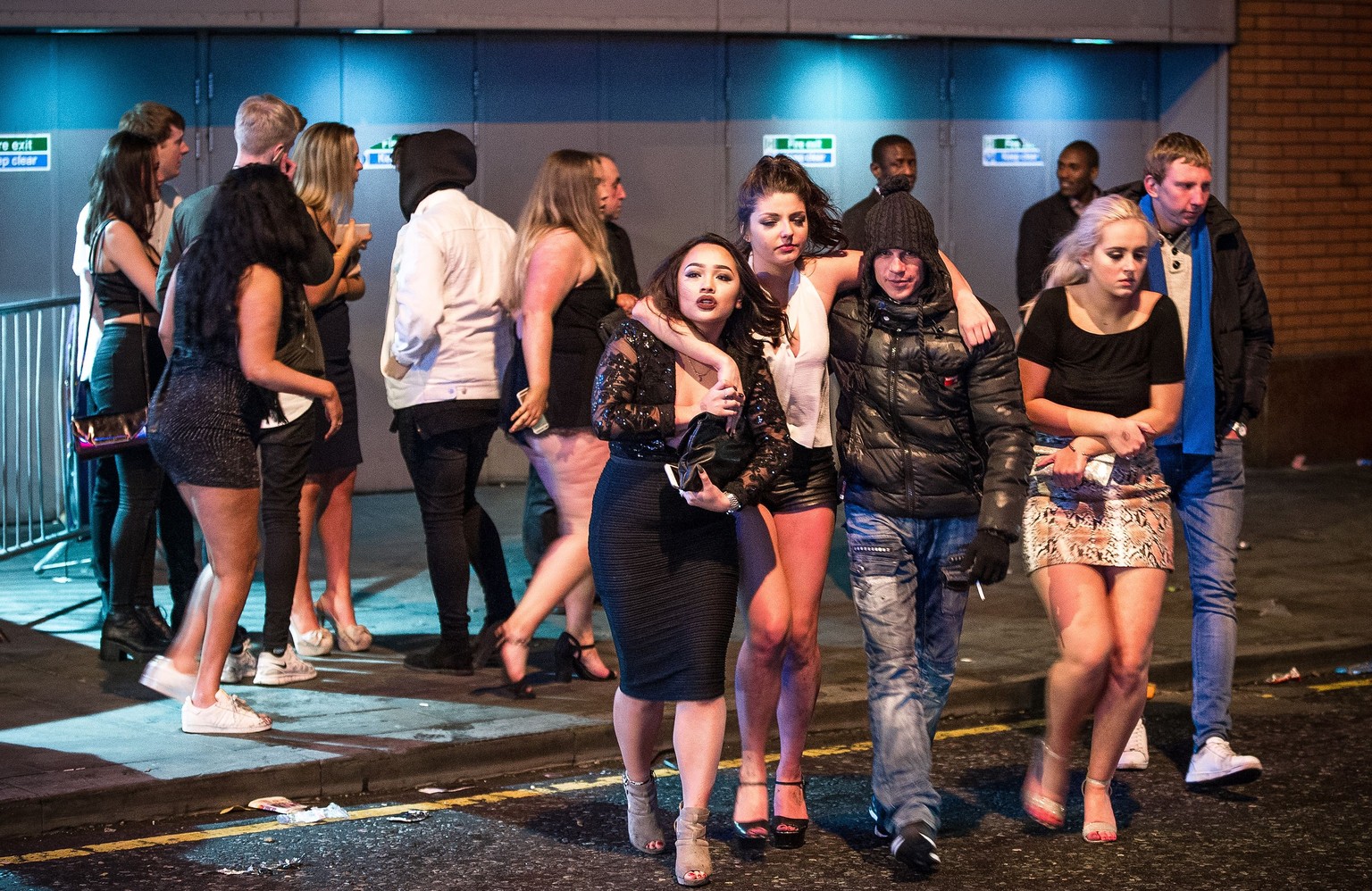 Mandatory Credit: Photo by Joel Goodman/LNP/REX/Shutterstock (5505322x)
Revellers in Manchester on a New Year night out at the clubs around the city centre&#039;s Printworks venue .
New Year celebra ...