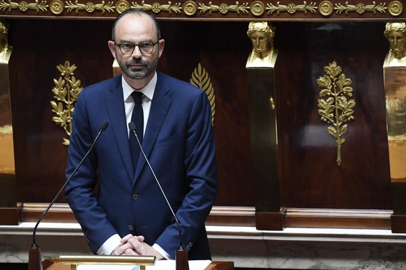 epa06065587 French Prime Minister Edouard Philippe delivers his general policy speech at the National Assembly in Paris, France, 04 July 2017. Philippe delivered the traditional speech the day after F ...