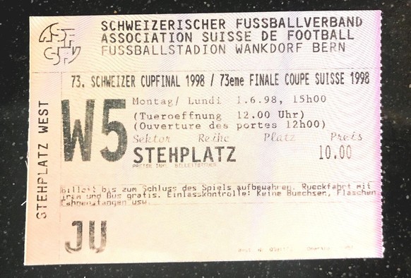 Cupfinal 1998 Wankdorf Ticket Billett