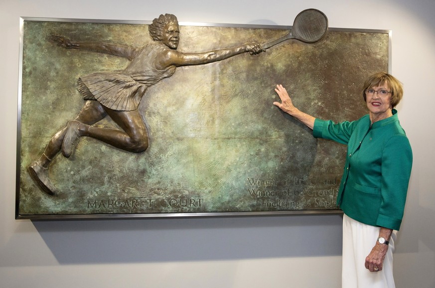epa08035109 (FILE) - A handout file photo made available by Tennis Australia shows Australian tennis legend Margaret Court at the official opening of the Margaret Court Arena at Melbourne Park in Melb ...