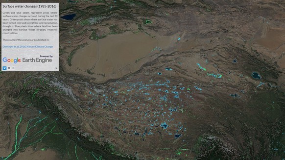 Aqua Monitor: Landgewinn vs. Landverlust Hochland von Tibet