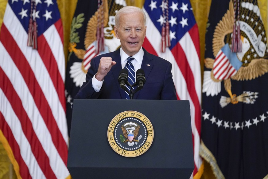 President Joe Biden speaks during a news conference in the East Room of the White House, Thursday, March 25, 2021, in Washington. (AP Photo/Evan Vucci)
Joe Biden